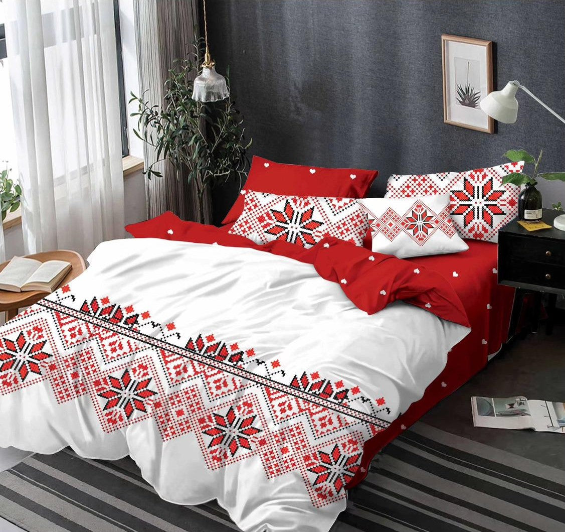 Lenjerie de pat dublu bumbac finet 6 piese — Traditionl romanesc