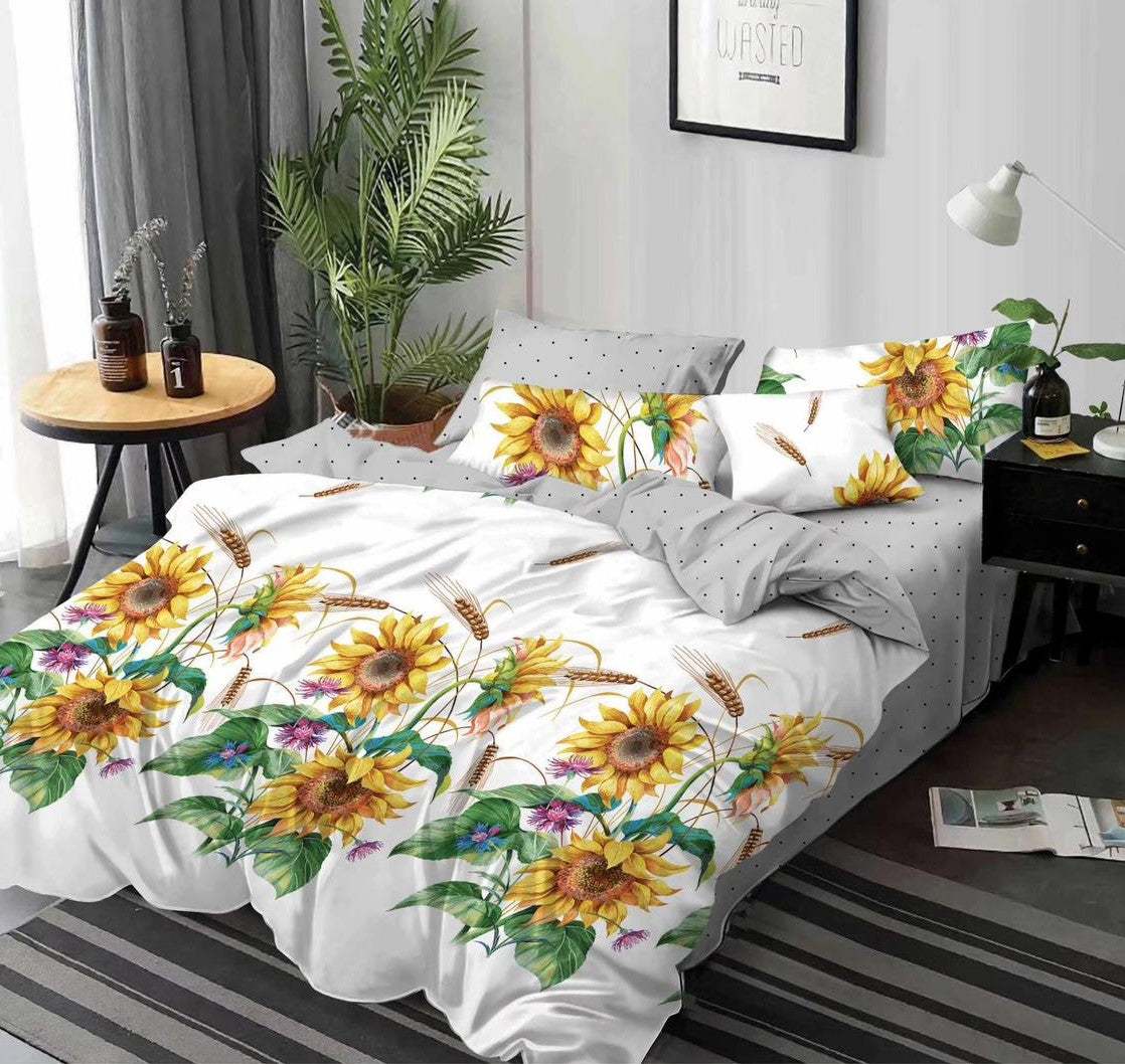 Lenjerie de pat dublu bumbac finet 6 piese — Floarea soarelui
