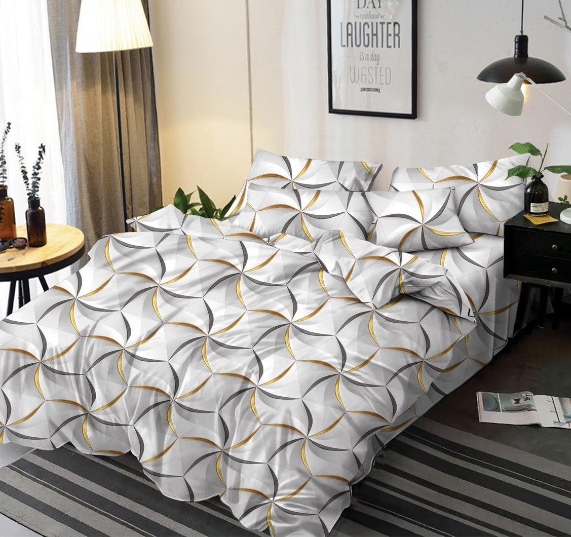 Lenjerie de pat dublu 6 piese bumbac finet - Geometric zig zag