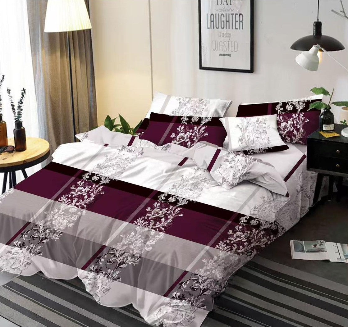 Lenjerie de pat dublu 6 piese bumbac finet - Royal mov deco