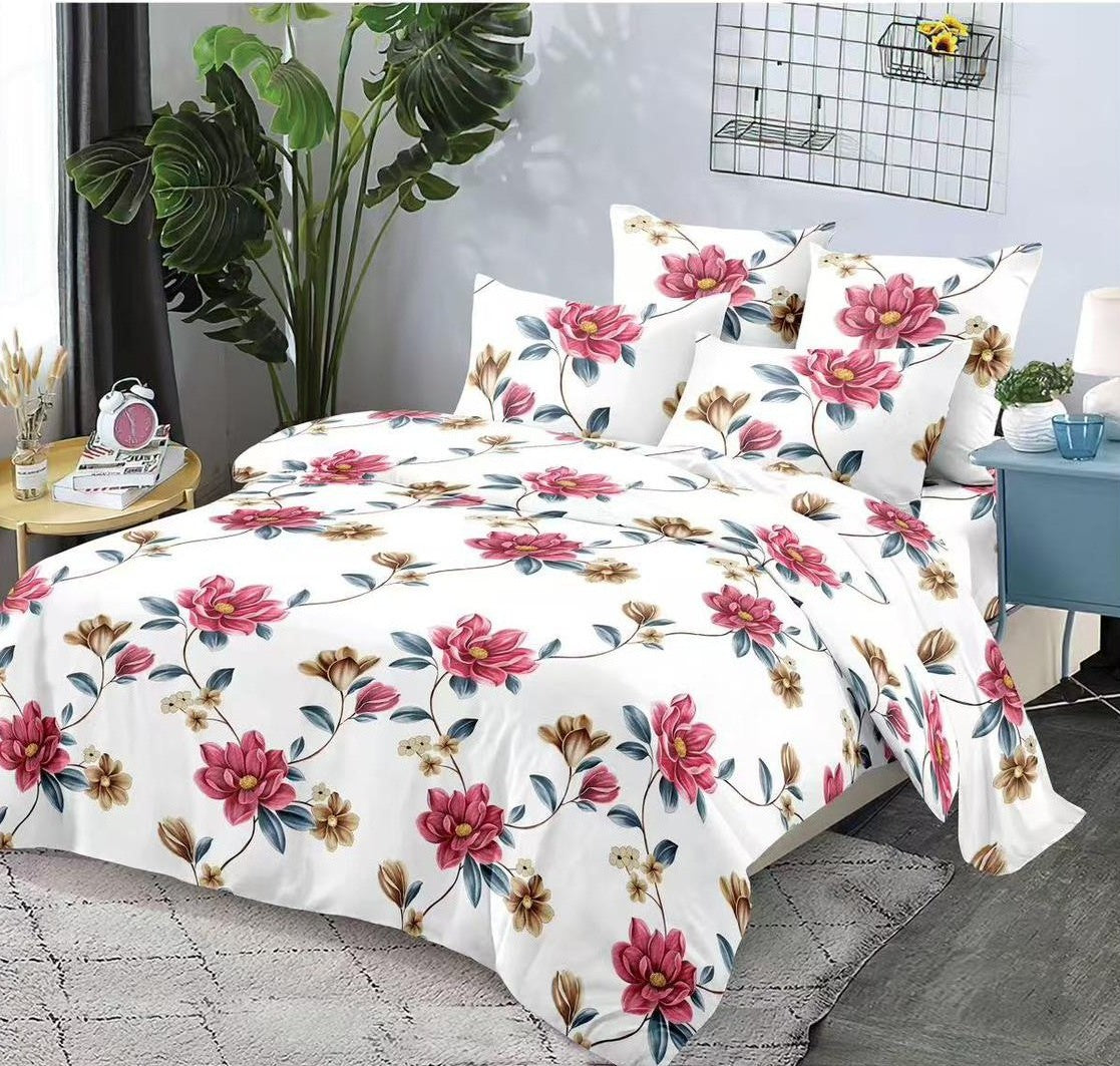 Lenjerie de pat dublu bumbac finet 6 piese — Imprimeu floral