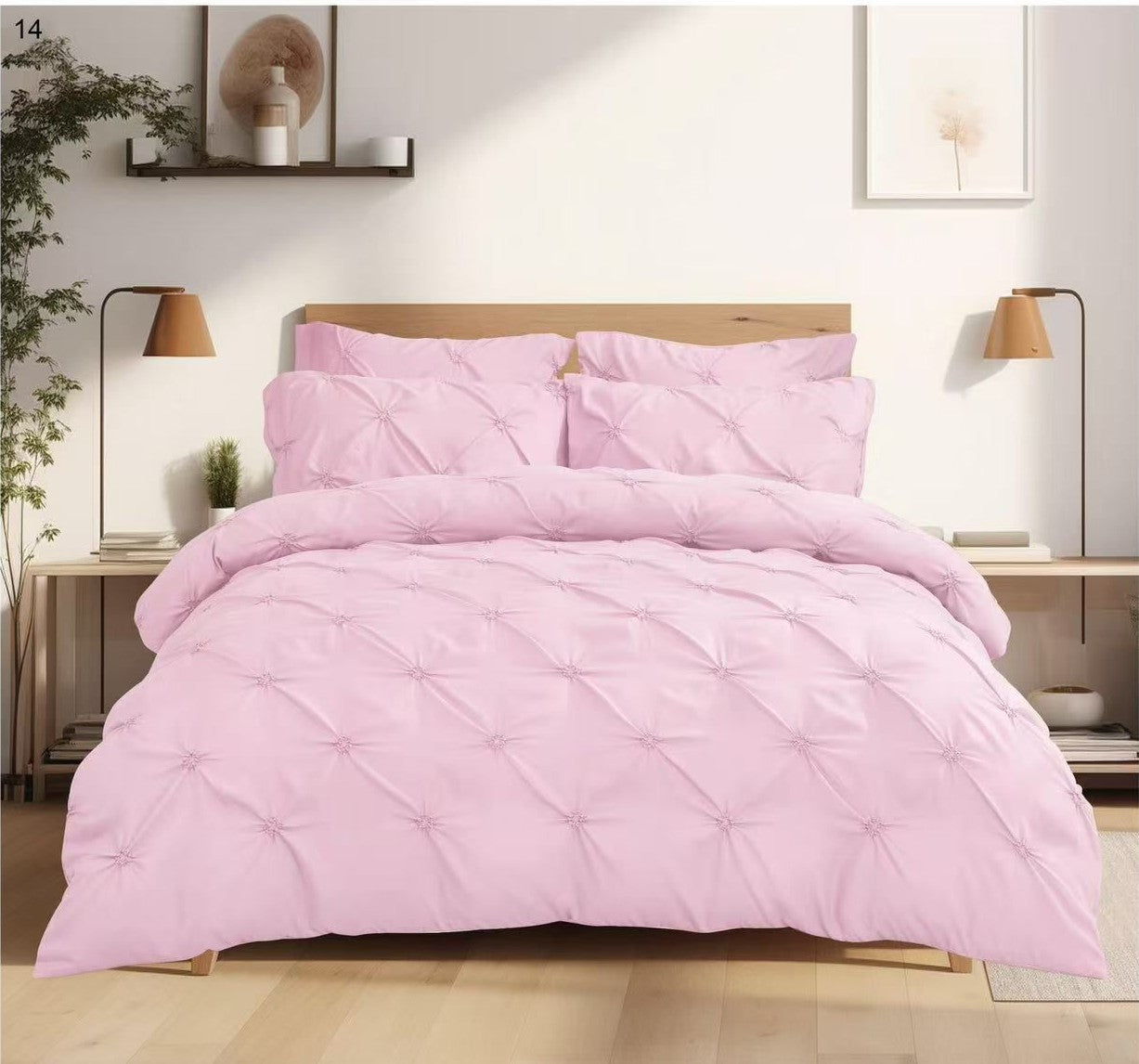 Lenjerie pat 6 piese Baby Pink — Bumbac finet premium cu pliuri