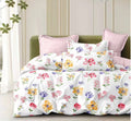 Lenjerie pat 4 piese din bumbac satinat 100% - Flori colorate