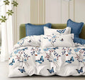 Lenjerie pat 4 piese din bumbac satinat 100% - Fluturi Baby Blue