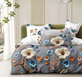Lenjerie pat 4 piese din bumbac satinat 100% - Flori 3D